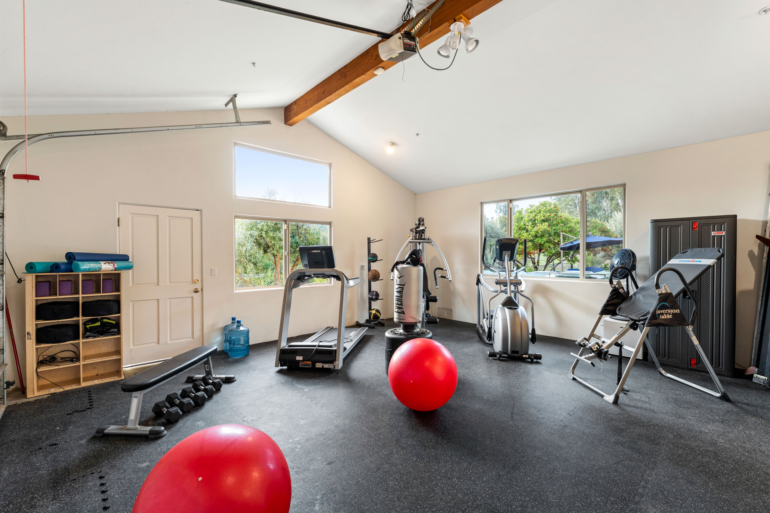Home gym room with beautiful window view at 2175 Cold Canyon Road Calabasas